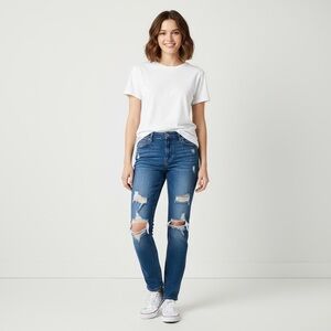 Fashion Nova Blue Ripped Skinny Jeans